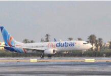 وصول أول طائرة إلى مطار البصرة تابعة لفلاي دبي بعد فتح الأجواء العراقية .